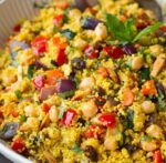 Moroccan Couscous with Roasted Vegetables, Chick Peas and Almonds